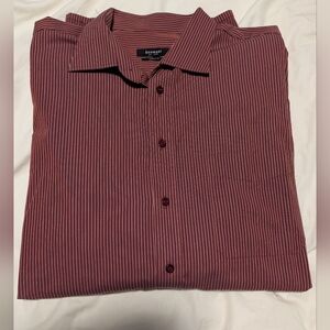 Bosweel Men's Maroon Dress Shirt with White Pinstripes